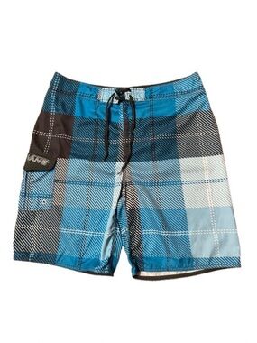 Vans Men's Blue Plaid Swim Shorts - Size 36